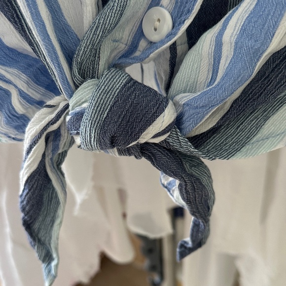 Shore Striped Button-Down Tie-Front Top - Picture 3 of 9
